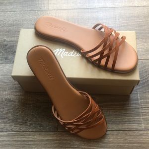 Madewell crisscross slide sandals brown leather